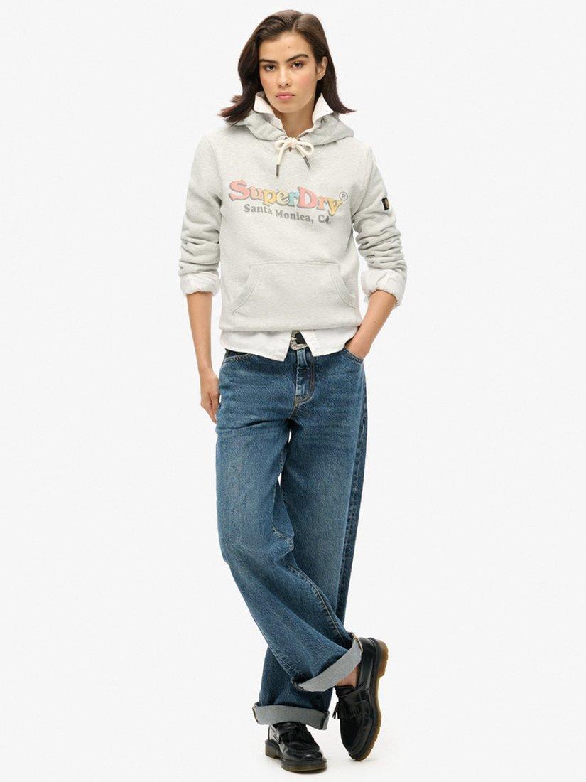 Product image 3 of 4, which shows Superdry Rainbow Logo Hoodie, Glacier Grey Marl, 8