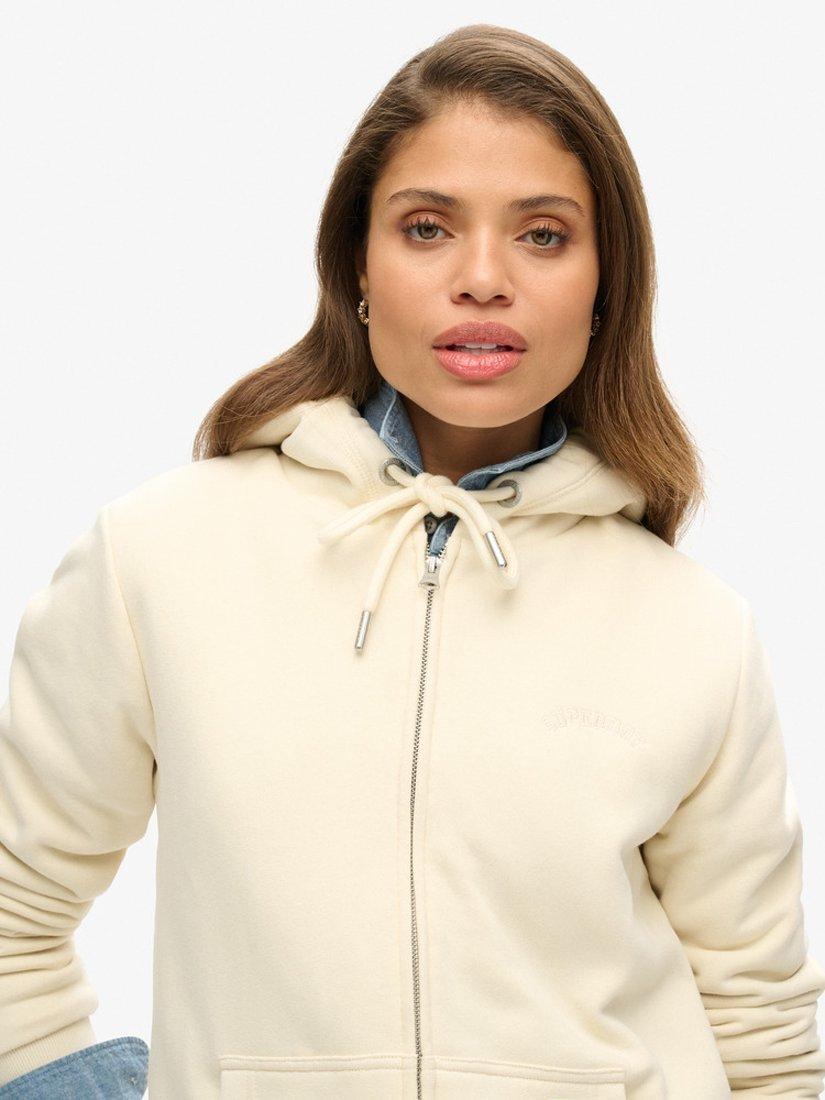 Product image 4 of 5, which shows Superdry Borg Lined Zip Hoodie, Turtledove Cream, 8
