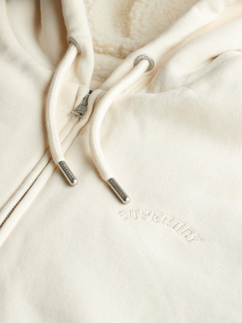 Product image 5 of 5, which shows Superdry Borg Lined Zip Hoodie, Turtledove Cream, 8