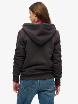 Superdry Borg Lined Zip Hoodie - view 2, Bison Black