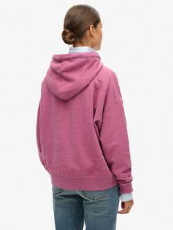 Superdry Essential Logo Overdyed Zip Hoodie - view 2, Shocking Pink