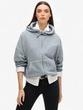Superdry Essential Logo Overdyed Zip Hoodie, Blue Fog