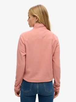 Superdry Polar Fleece Cropped Half Zip - view 2, Ash Rose