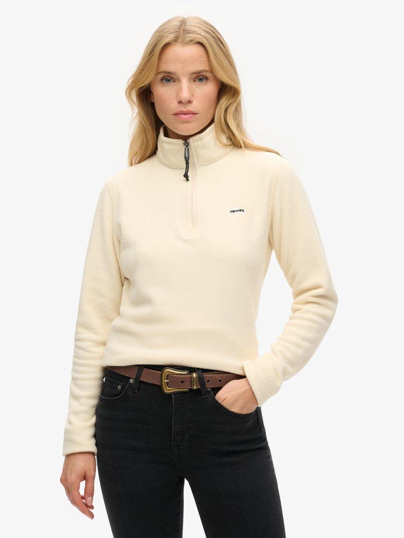 Product image 1 of 4, which shows Superdry Polar Fleece Half Zip Jumper, Oatmeal Beige, 8