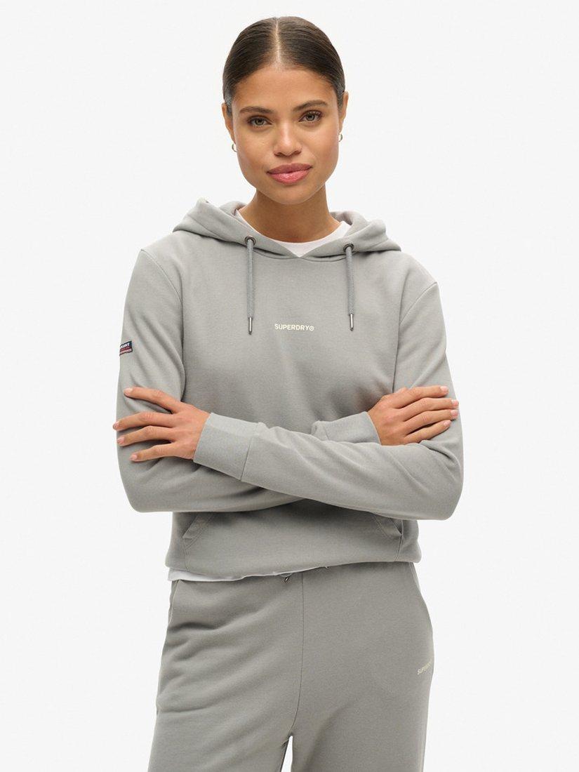 Product image 1 of 4, which shows Superdry Plain Logo Pullover Hoodie, Monument Grey, 8