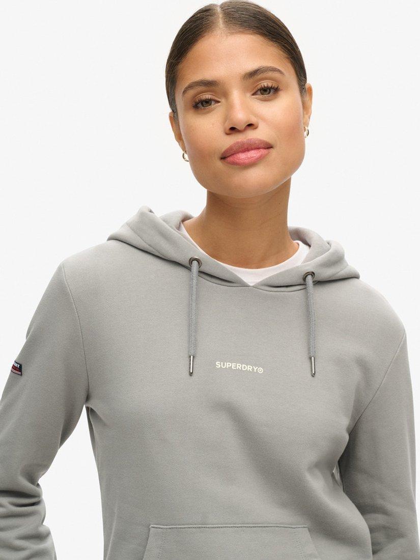 Product image 4 of 4, which shows Superdry Plain Logo Pullover Hoodie, Monument Grey, 8