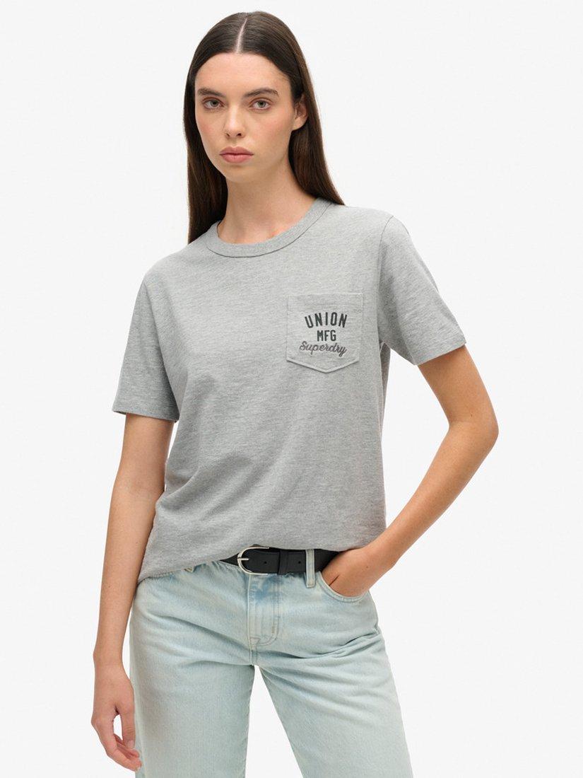 Superdry Workwear Embroidered Pocket T-Shirt, Grey Marl