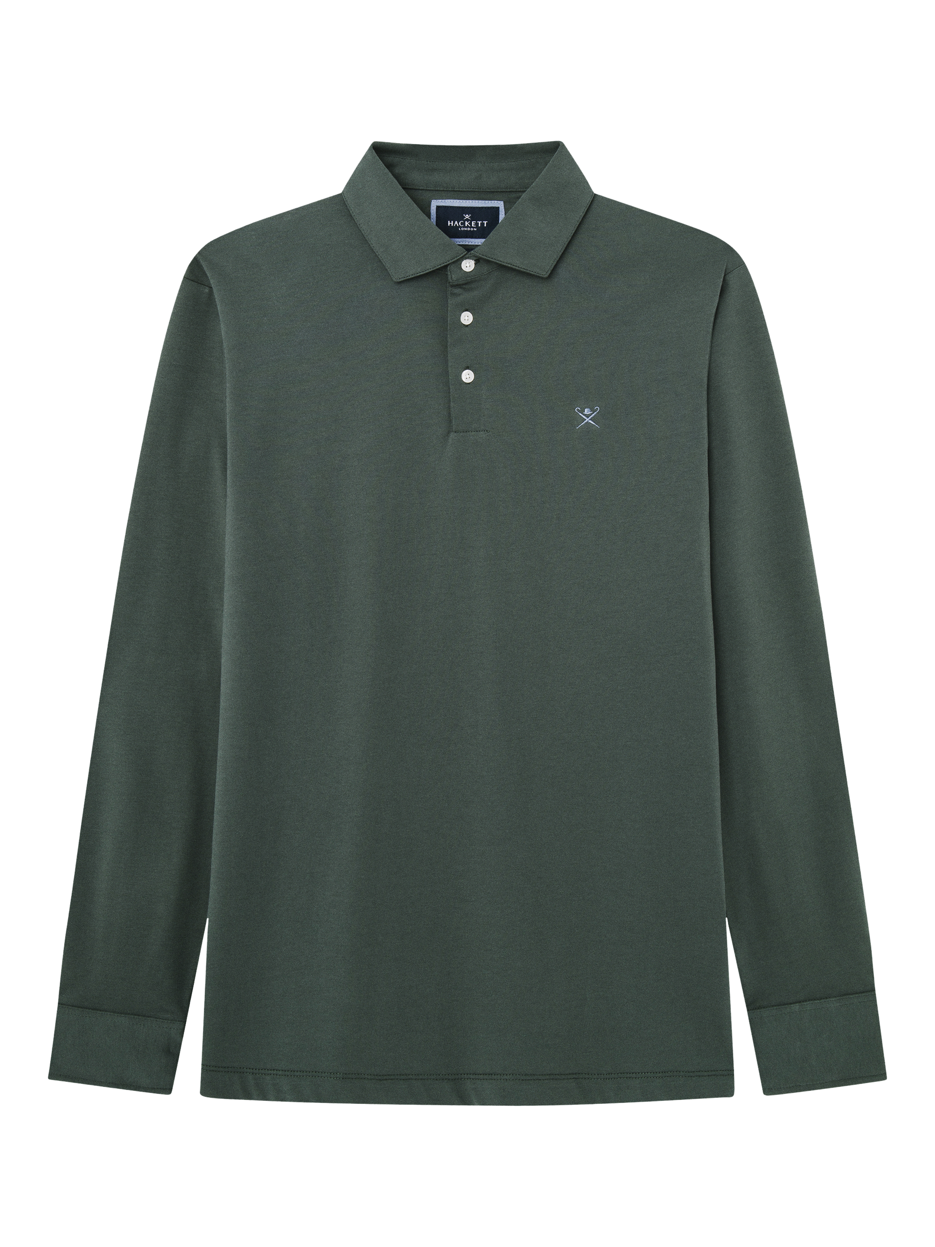 Hackett London Classic Cotton Long Sleeve Polo Shirt Regent Green