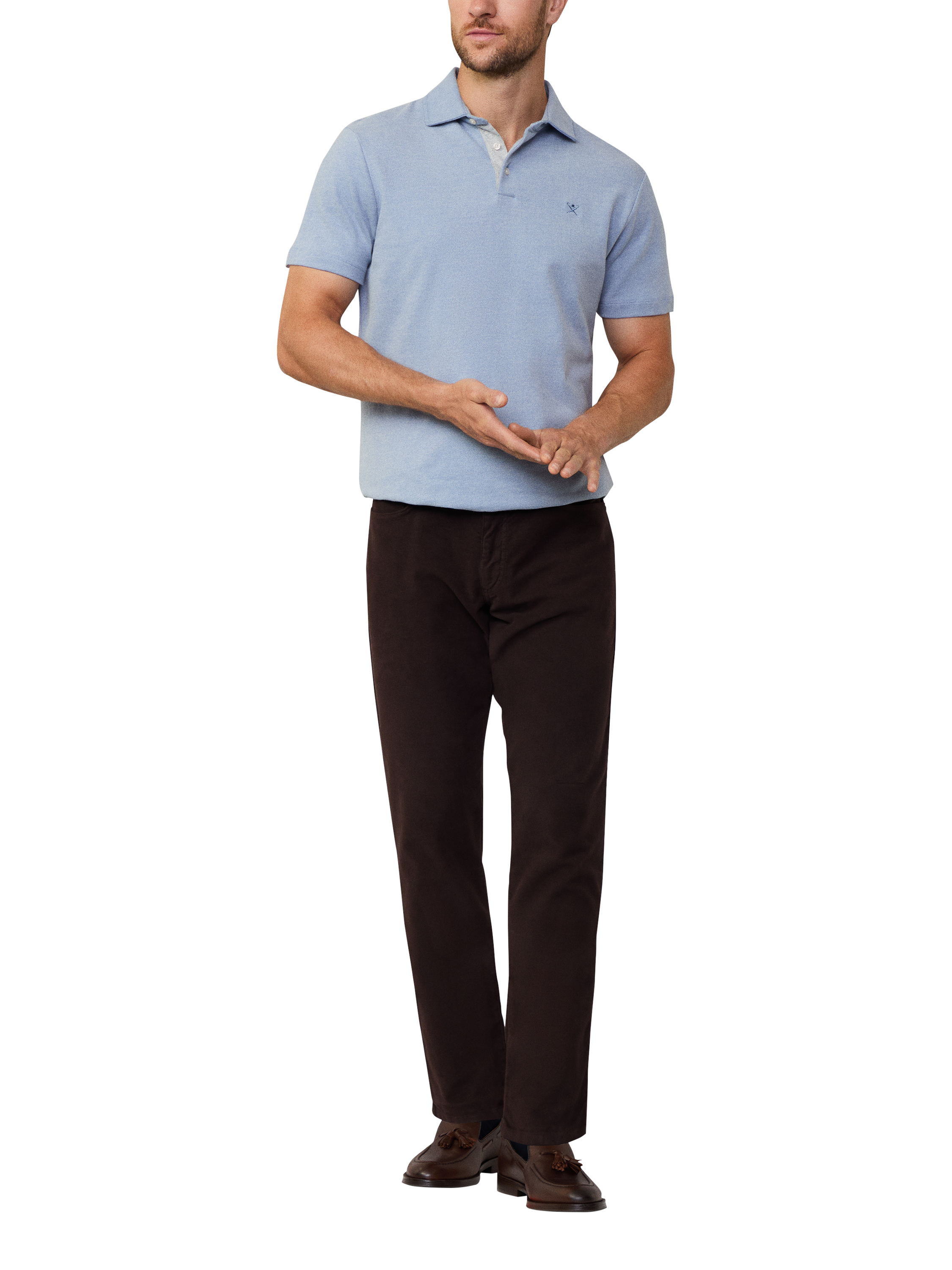Hackett London Cotton Blend Regular Fit Umbrella Logo Polo Shirt