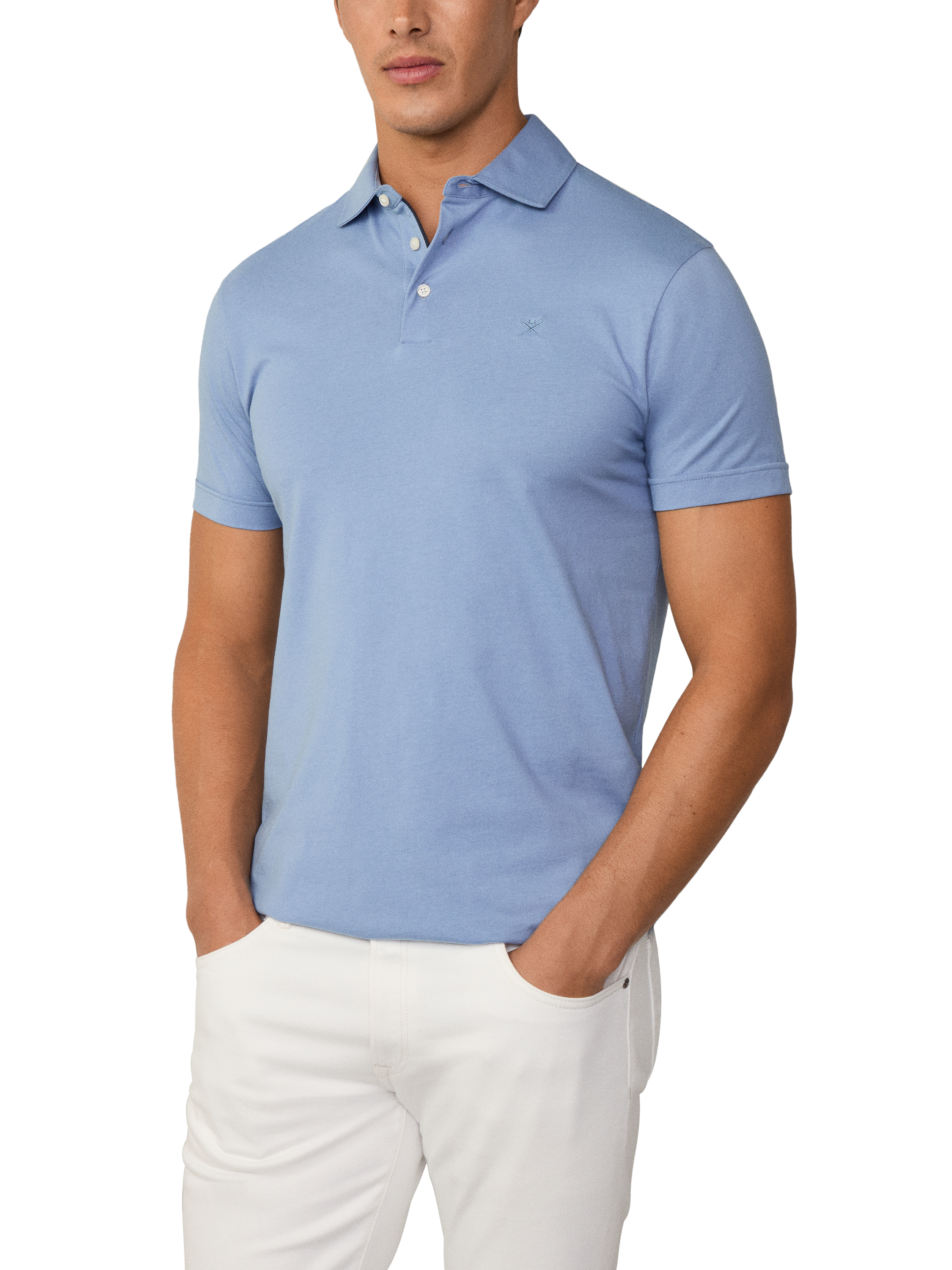 Product image 2 of 7, which shows Hackett London Pima Cotton Polo Shirt, Chambray Blue, XS