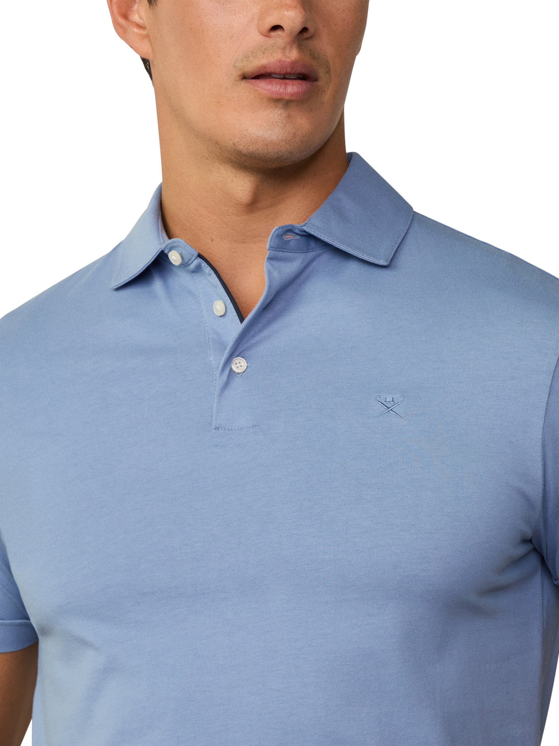 Product image 4 of 7, which shows Hackett London Pima Cotton Polo Shirt, Chambray Blue, XS