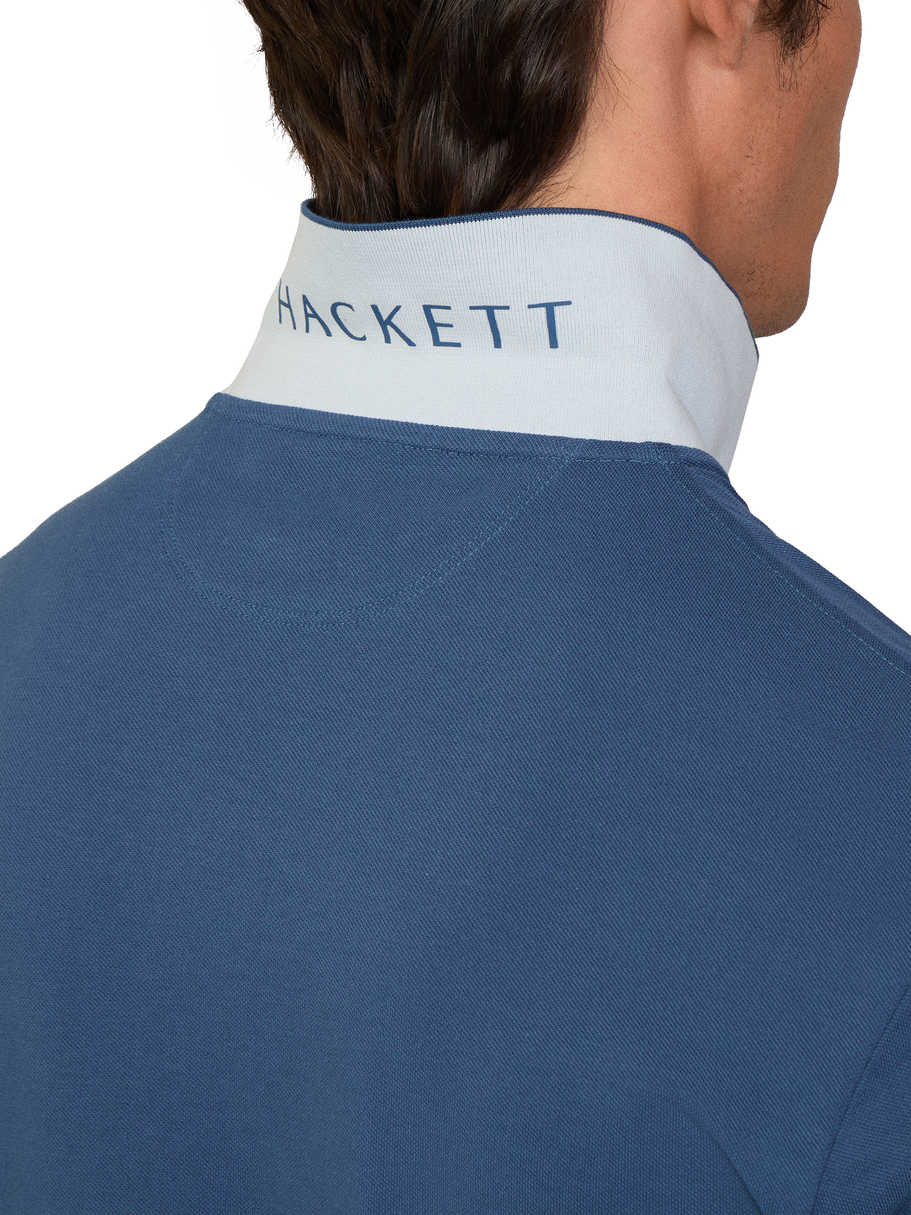 Product image 6 of 7, which shows Hackett London Cotton Pique Slim Fit Polo Shirt, Marine Blue, XS
