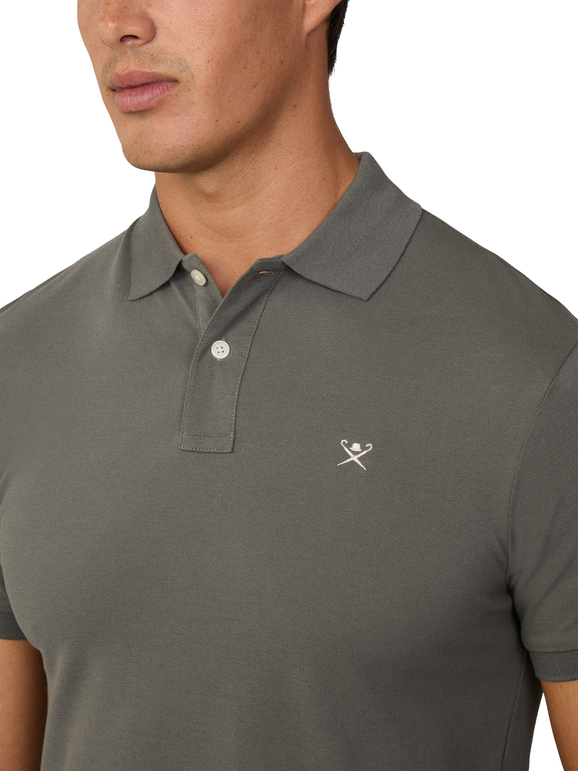 Product image 4 of 7, which shows Hackett London Cotton Pique Slim Fit Polo Shirt, Myrtle Green, XS