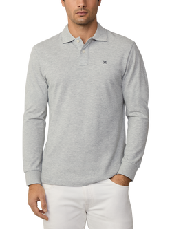 Hackett London Cotton Pique Slim Fit Polo Shirt, Light Grey Marl