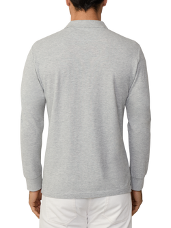 Hackett London Cotton Pique Slim Fit Polo Shirt - view 2, Light Grey Marl