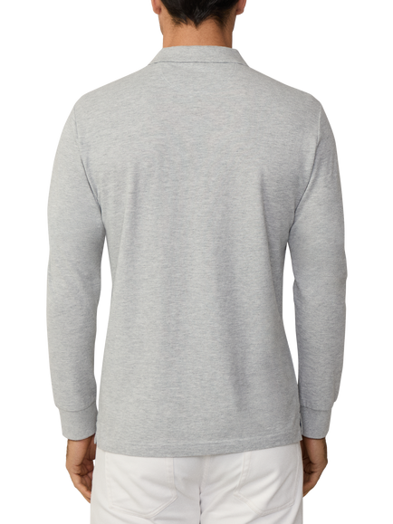 Hackett London Cotton Pique Slim Fit Polo Shirt - view 2, Light Grey Marl