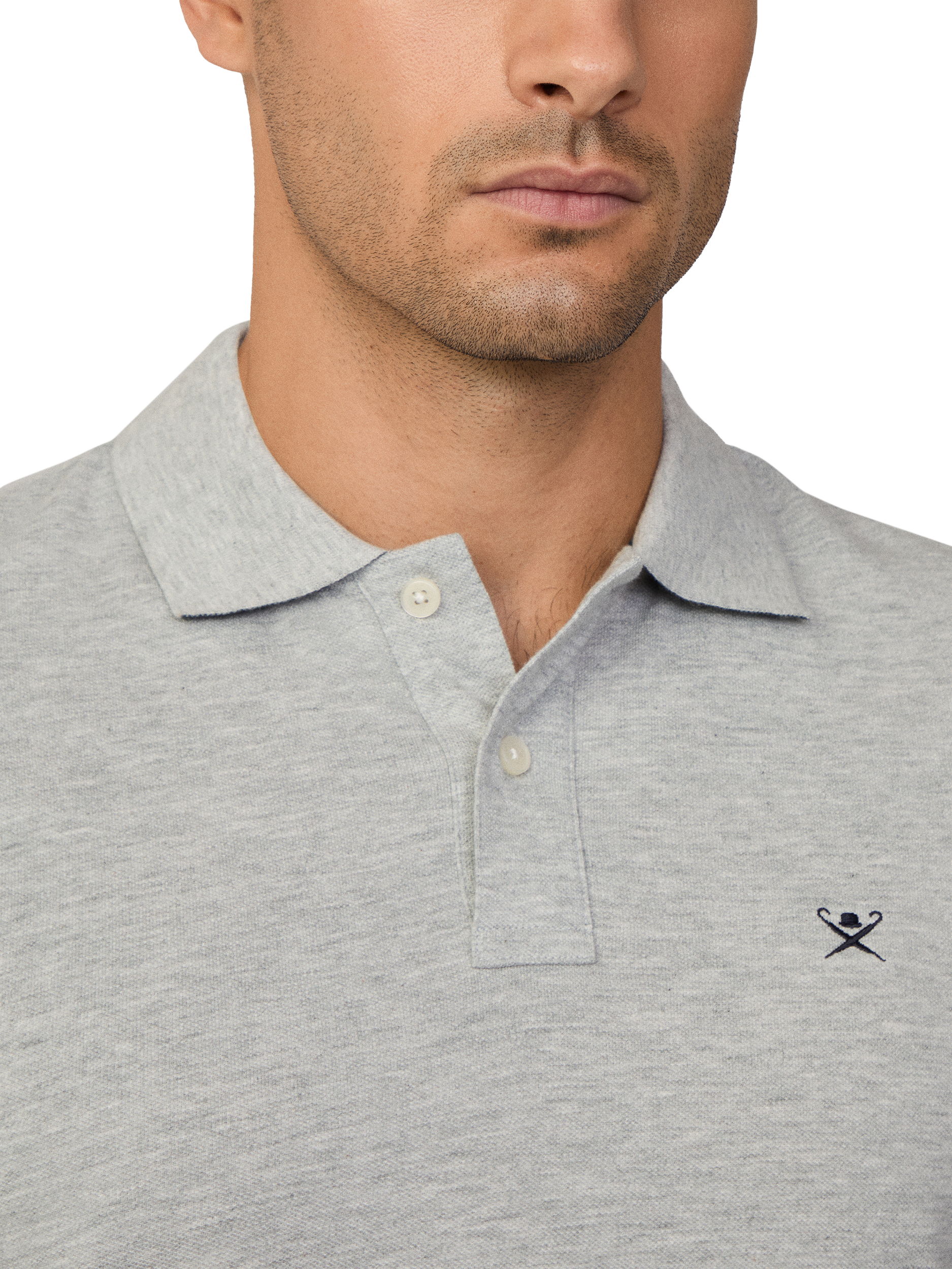 Product image 6 of 7, which shows Hackett London Cotton Pique Slim Fit Polo Shirt, Light Grey Marl, L