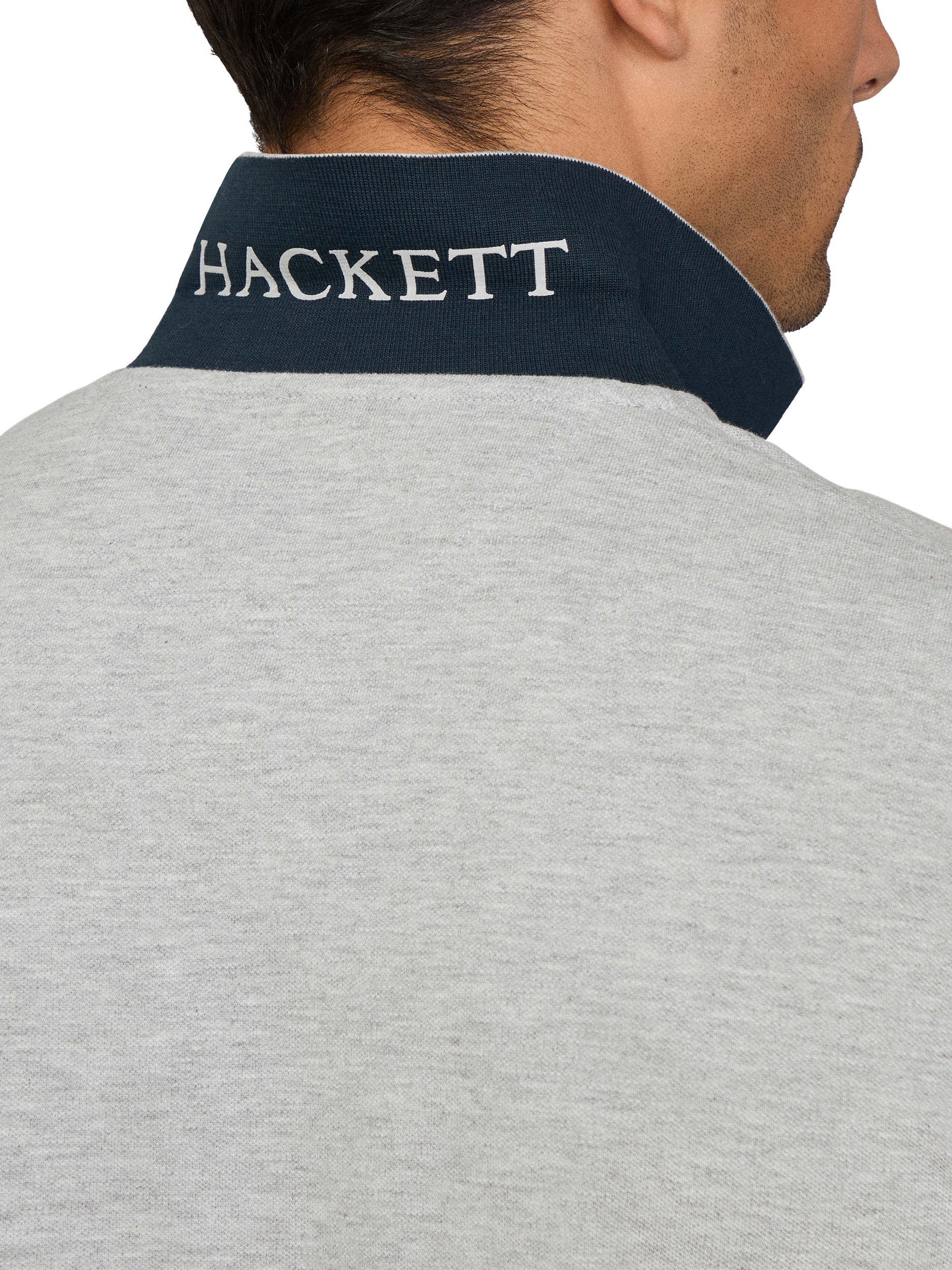Product image 7 of 7, which shows Hackett London Cotton Pique Slim Fit Polo Shirt, Light Grey Marl, L