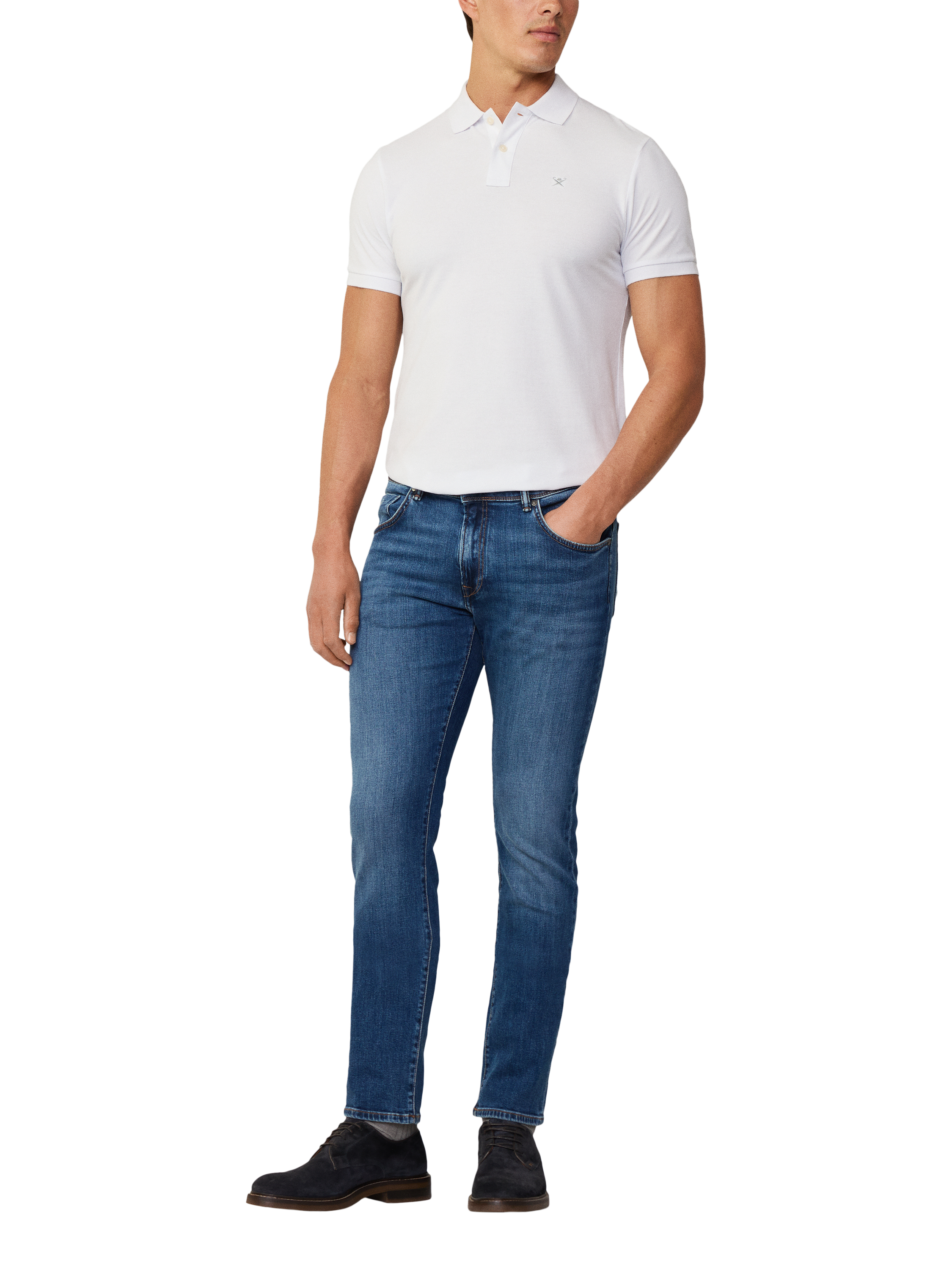 Product image 1 of 7, which shows Hackett London Cotton Pique Slim Fit Polo Shirt, Optic White, XS