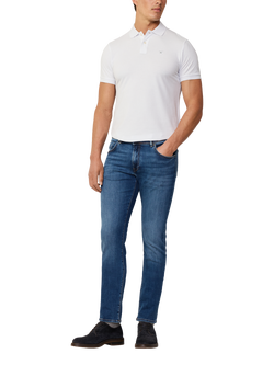 Hackett London Short Sleeve Cotton Pique Slim Fit Polo Shirt, Optic White