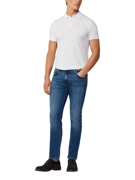 Hackett London Short Sleeve Cotton Pique Slim Fit Polo Shirt, Optic White