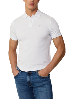 Hackett London Short Sleeve Cotton Pique Slim Fit Polo Shirt - view 2, Optic White