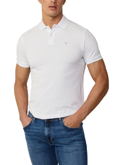 Hackett London Short Sleeve Cotton Pique Slim Fit Polo Shirt - view 2, Optic White
