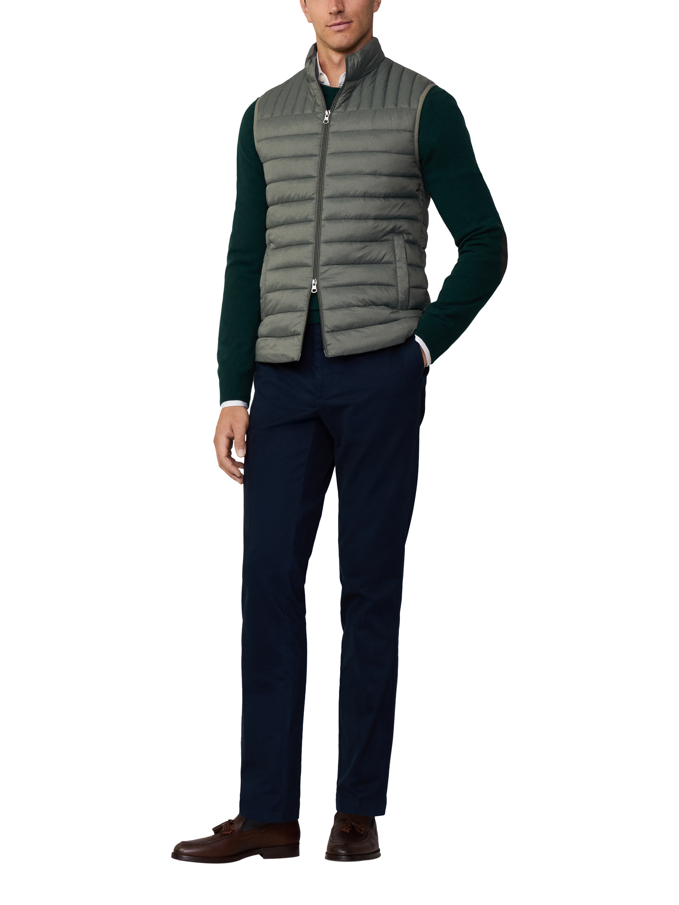 Hackett London Light Padded Gilet, Myrtle Green