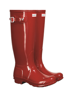 Hunter Original Tall Gloss Wellington Boots - view 2, Military Red