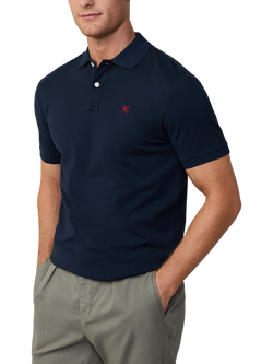 Hackett London Cotton Pique Slim Fit Polo Shirt - view 2, Navy