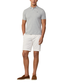 Hackett London Short Sleeve Cotton Pique Slim Fit Polo Shirt, Light Grey Marl