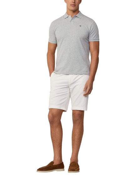 Hackett London Short Sleeve Cotton Pique Slim Fit Polo Shirt, Light Grey Marl