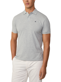 Hackett London Short Sleeve Cotton Pique Slim Fit Polo Shirt - view 2, Light Grey Marl