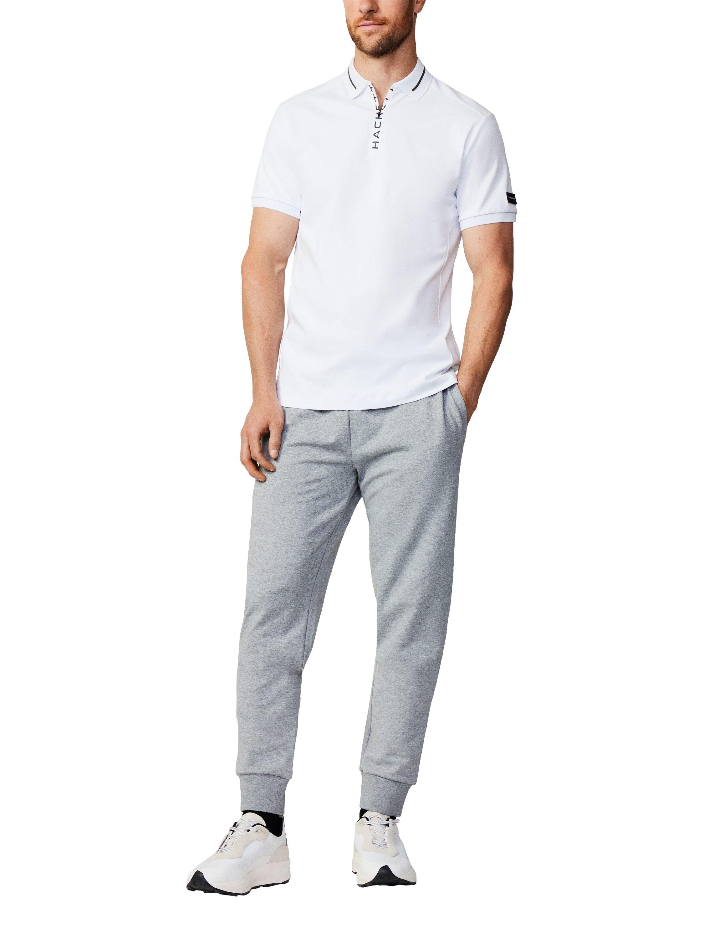 Hackett London Cotton Regular Fit Short Sleeve Sports Polo Shirt, White