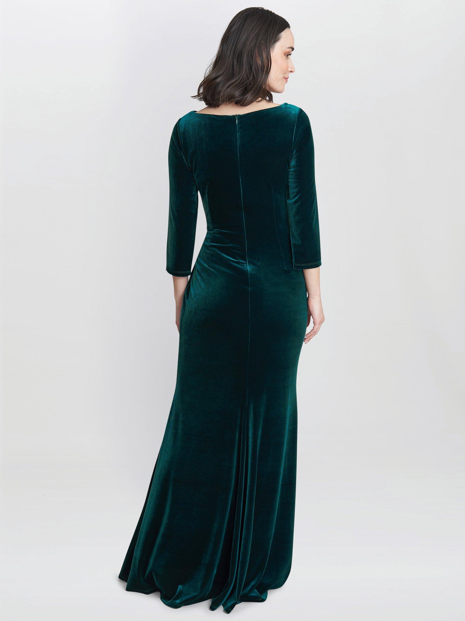 Product image 2 of 4, which shows Gina Bacconi Sophie Velvet Maxi Dress, Green, 8