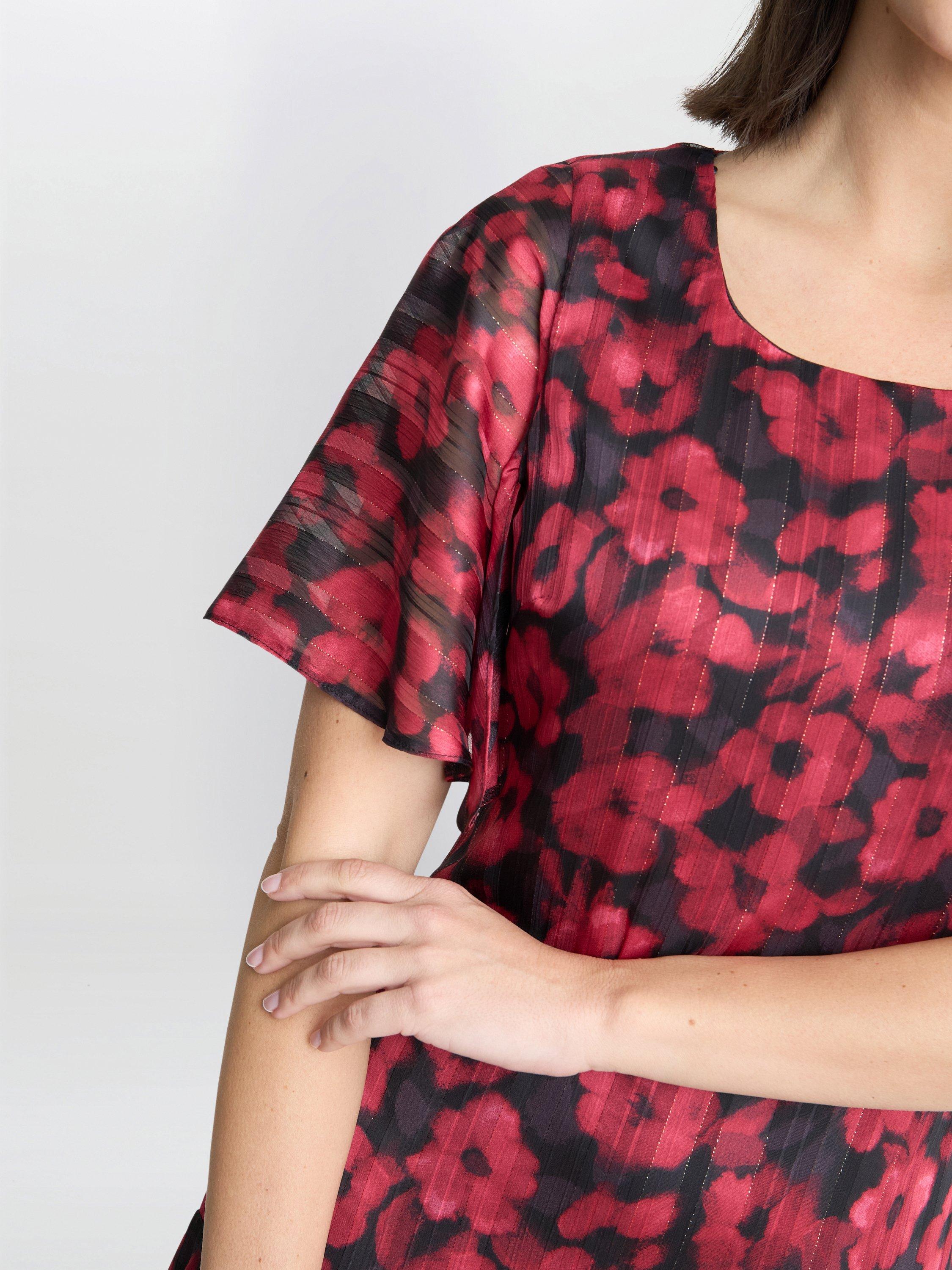 Product image 5 of 5, which shows Gina Bacconi Annette Floral Dress, Black/Red, 8
