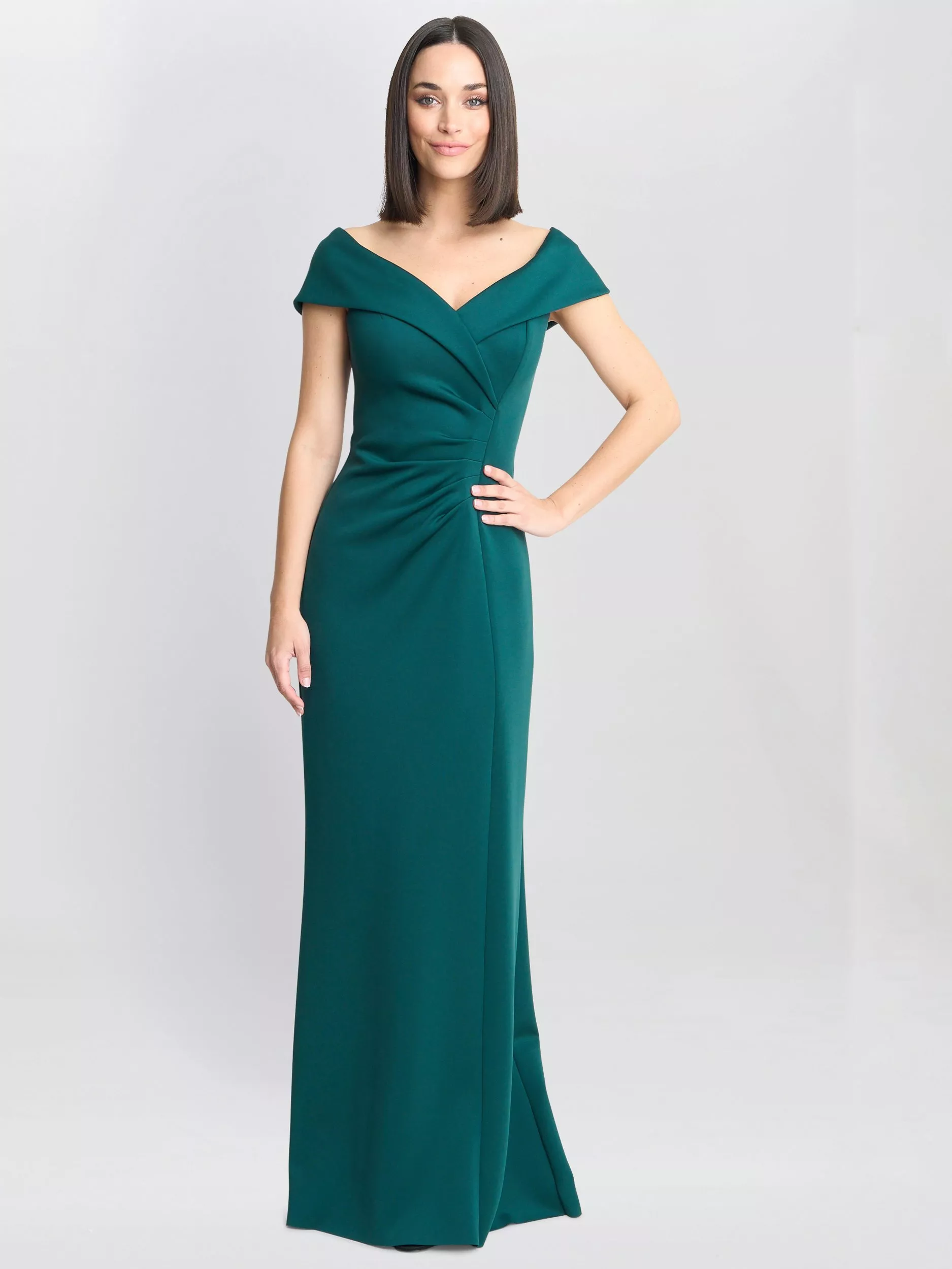 Gina Bacconi Stretch Off Shoulder Maxi Dress, Bright Green