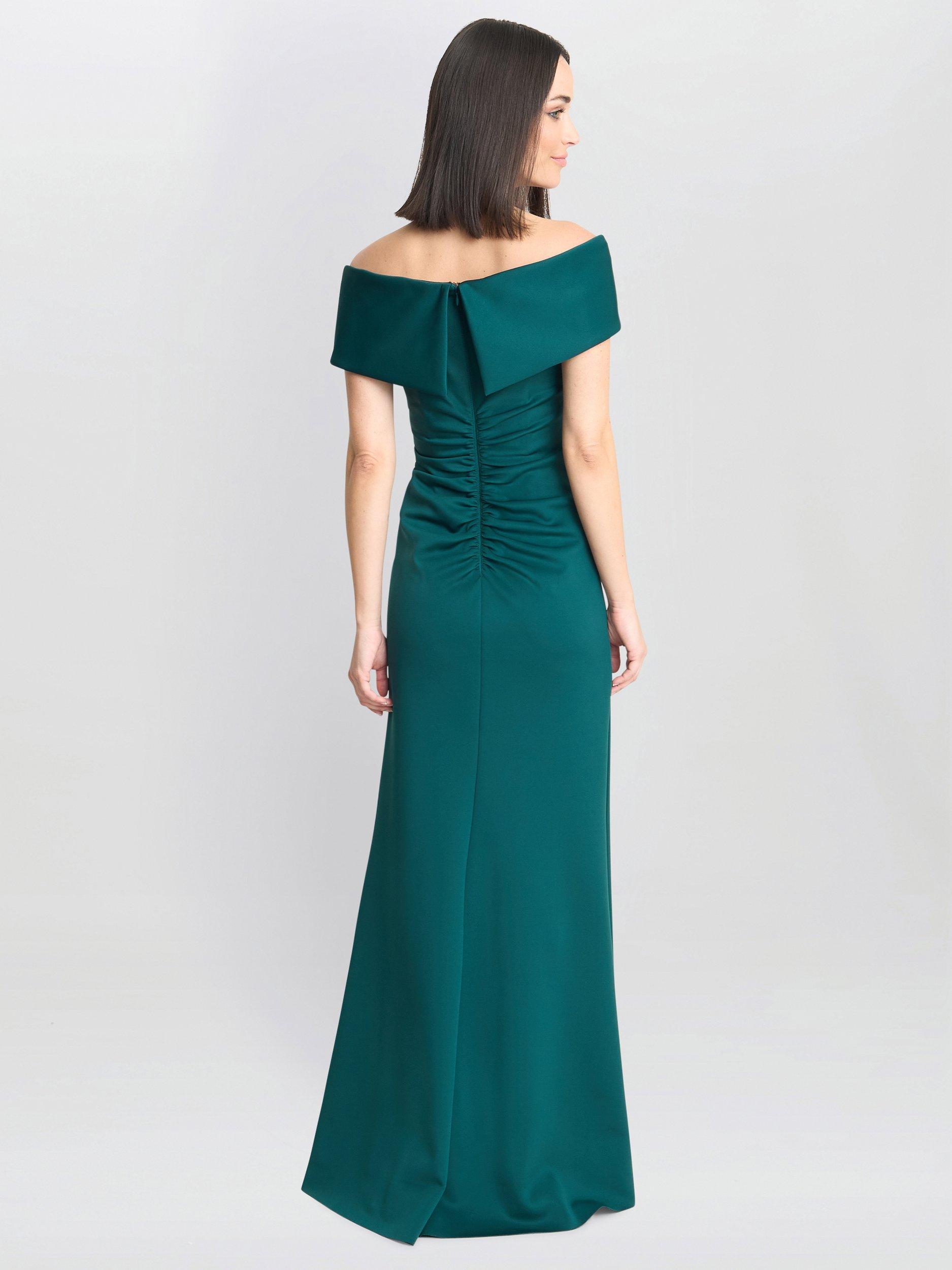Product image 2 of 5, which shows Gina Bacconi Stretch Off Shoulder Maxi Dress, Bright Green, 8