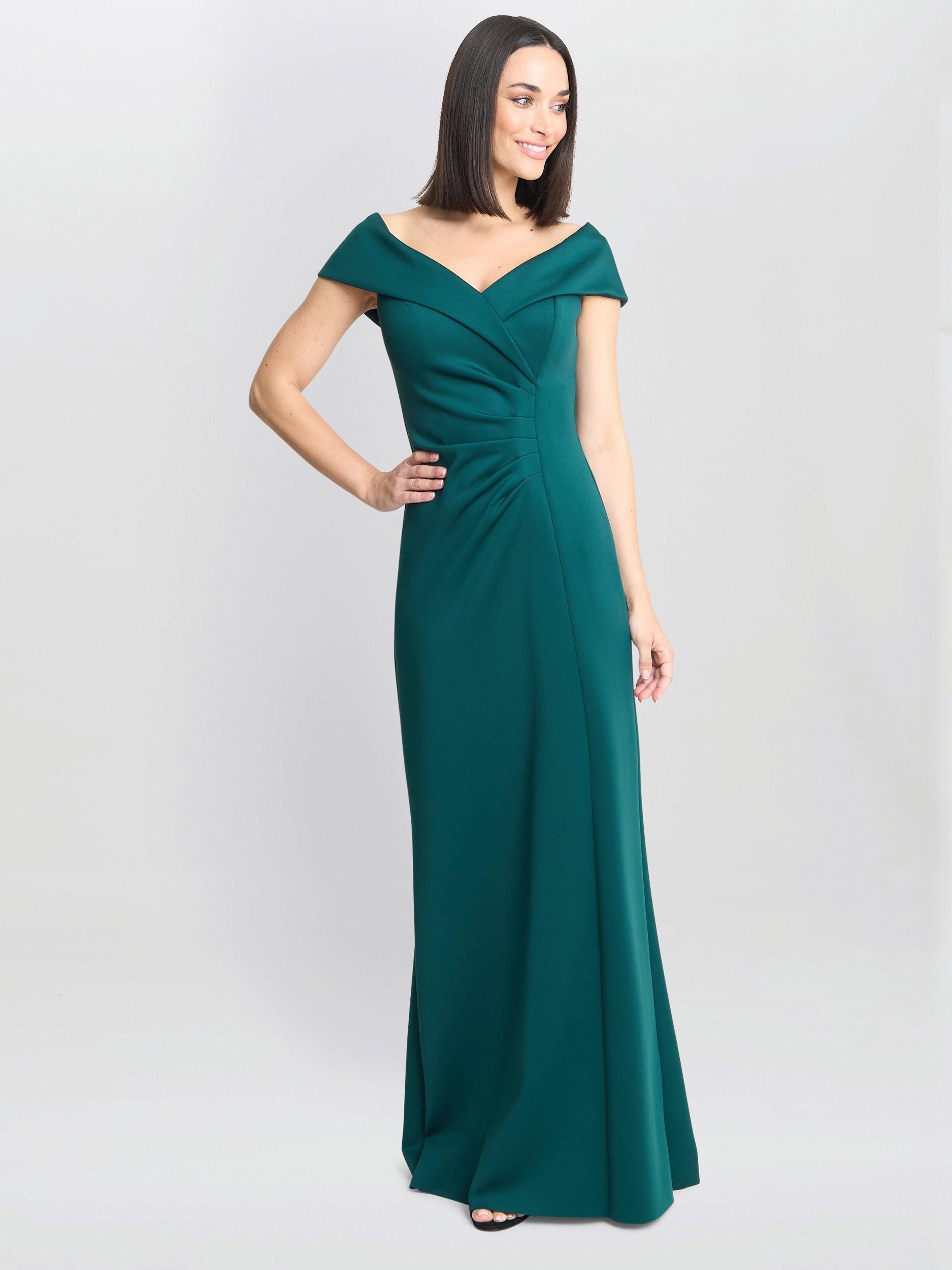 Product image 3 of 5, which shows Gina Bacconi Stretch Off Shoulder Maxi Dress, Bright Green, 8