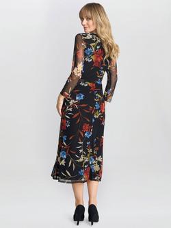 Gina Bacconi Print Faux Wrap Dress, Multi - view 2, Multi