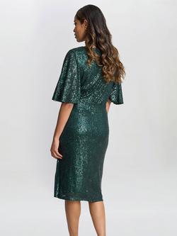 Gina Bacconi Sparkle Faux Wrap Dress, Green - view 2, Green