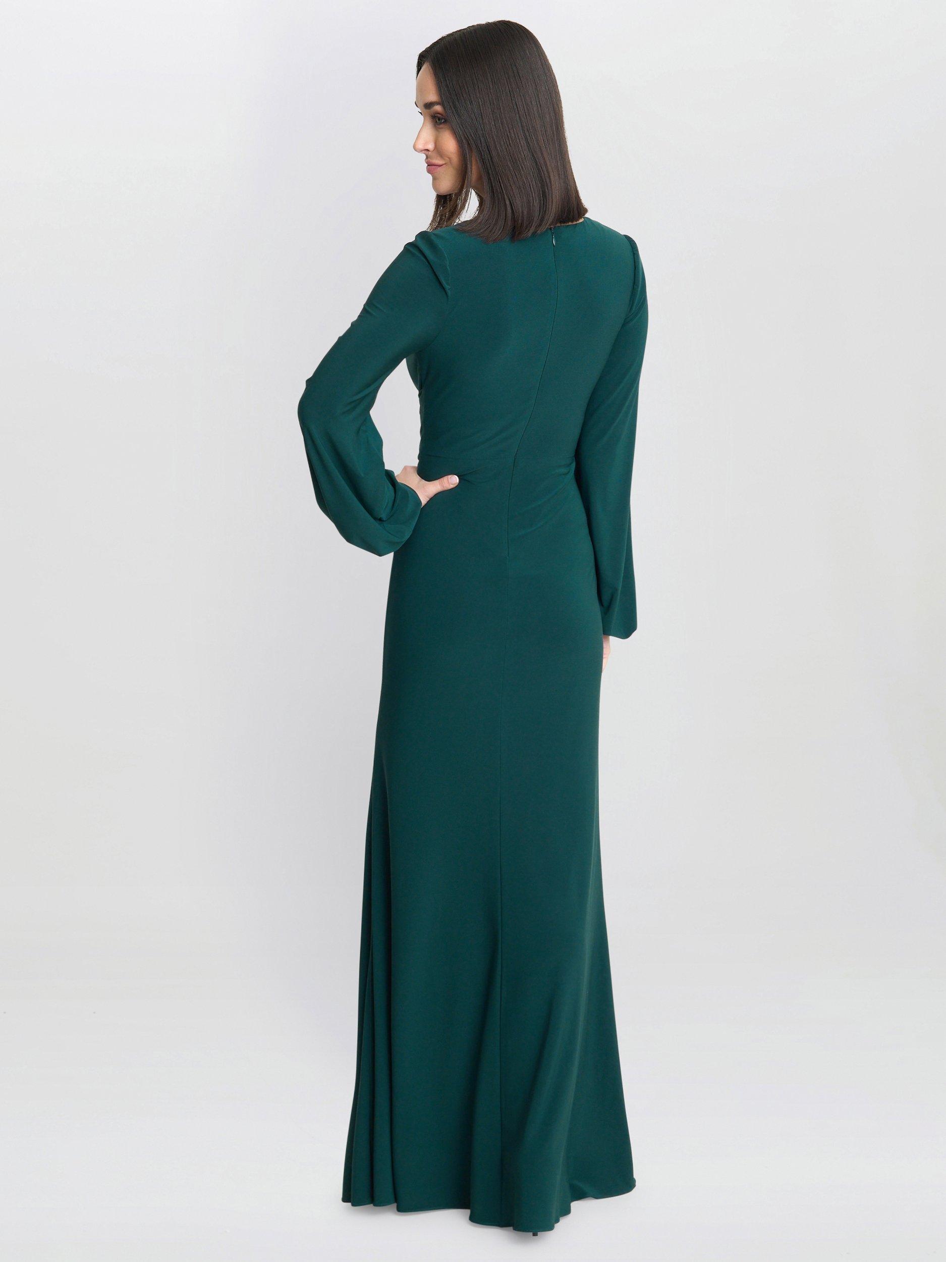 Product image 2 of 5, which shows Gina Bacconi Knot Waist Maxi Dress, Green, 8