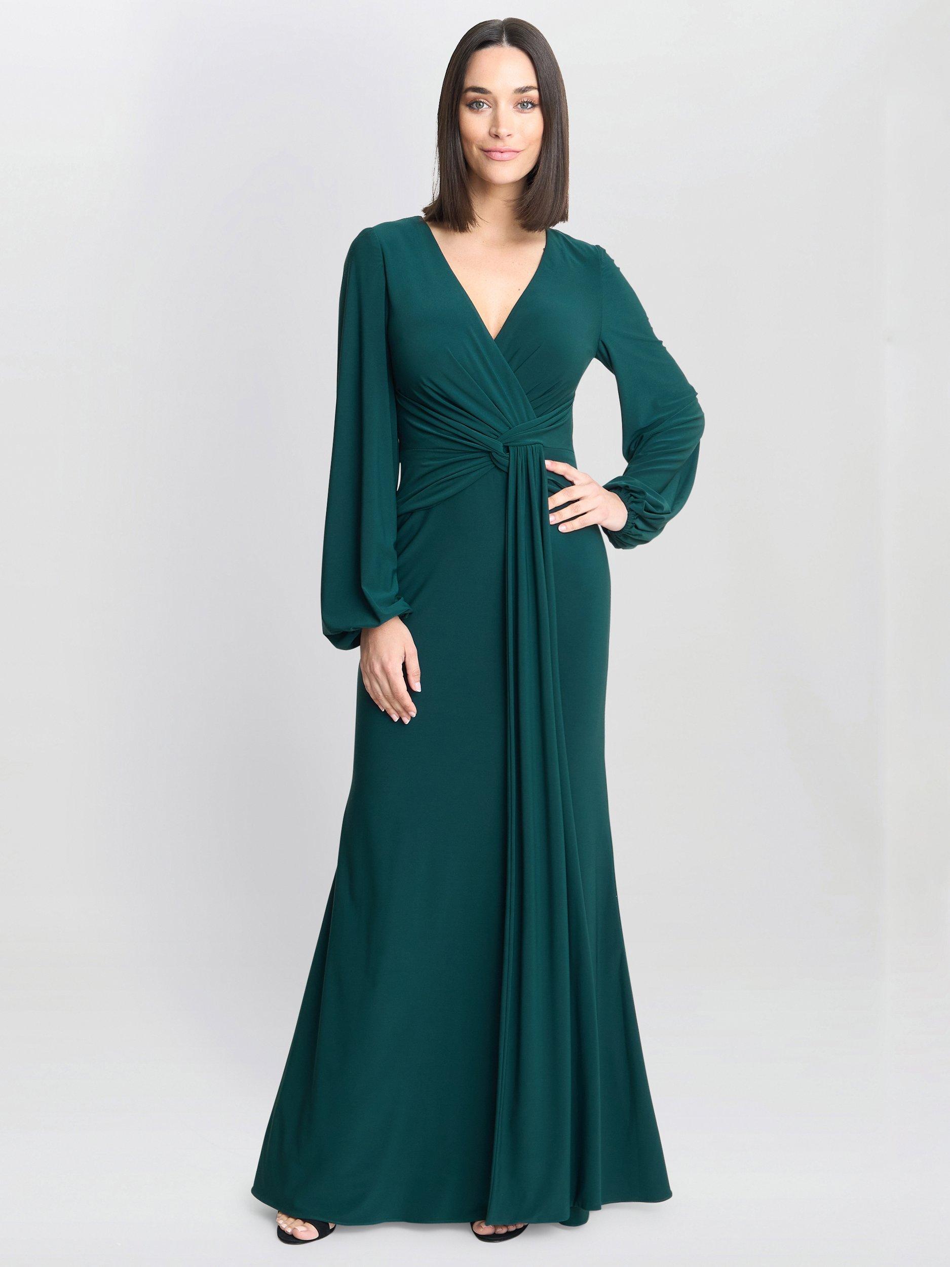 Product image 3 of 5, which shows Gina Bacconi Knot Waist Maxi Dress, Green, 8