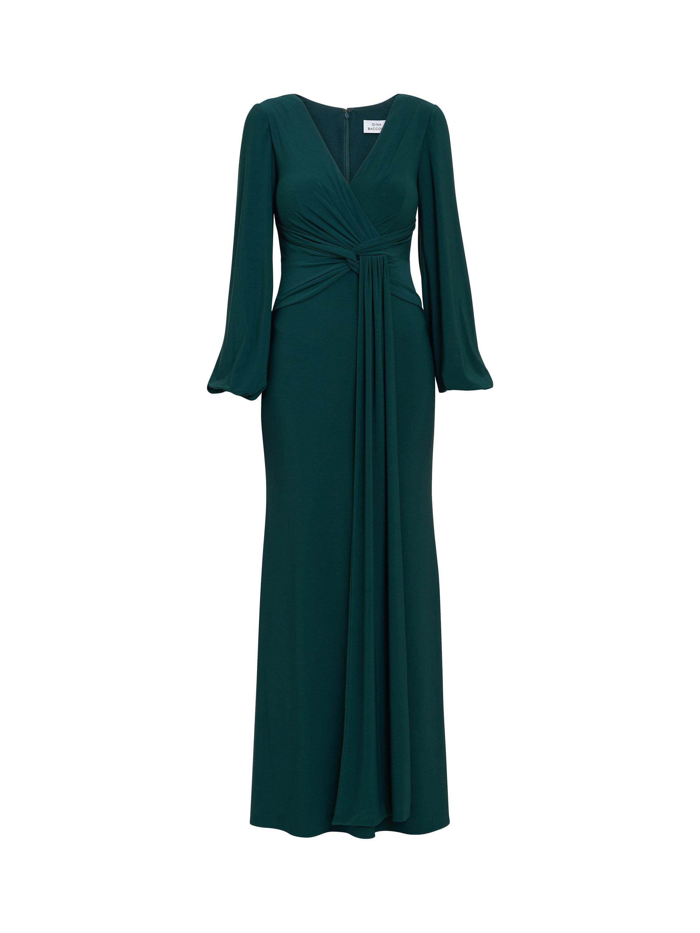 Product image 4 of 5, which shows Gina Bacconi Knot Waist Maxi Dress, Green, 8