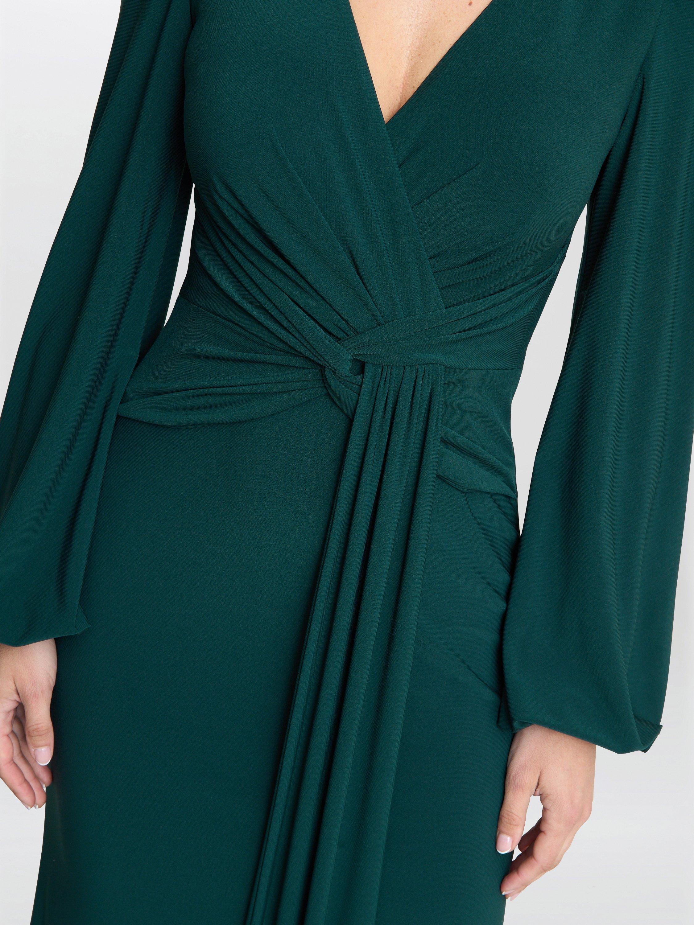 Product image 5 of 5, which shows Gina Bacconi Knot Waist Maxi Dress, Green, 8