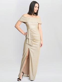 Gina Bacconi Glitter Shimmer Dress, Gold/Silver, Gold/Silver