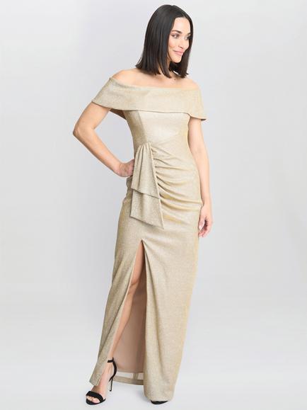 Gina Bacconi Glitter Shimmer Dress, Gold/Silver, Gold/Silver