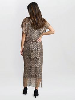 Gina Bacconi Metallic Glitter Dress, Black/Gold - view 2, Black/Gold