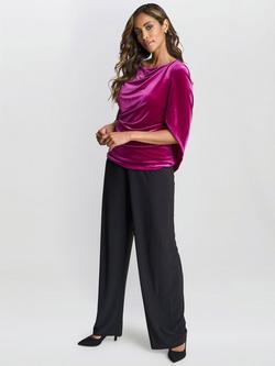 Gina Bacconi Merna Velvet Cape Back Sleeve Top, Fuchsia