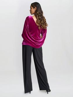 Gina Bacconi Merna Velvet Cape Back Sleeve Top - view 2, Fuchsia